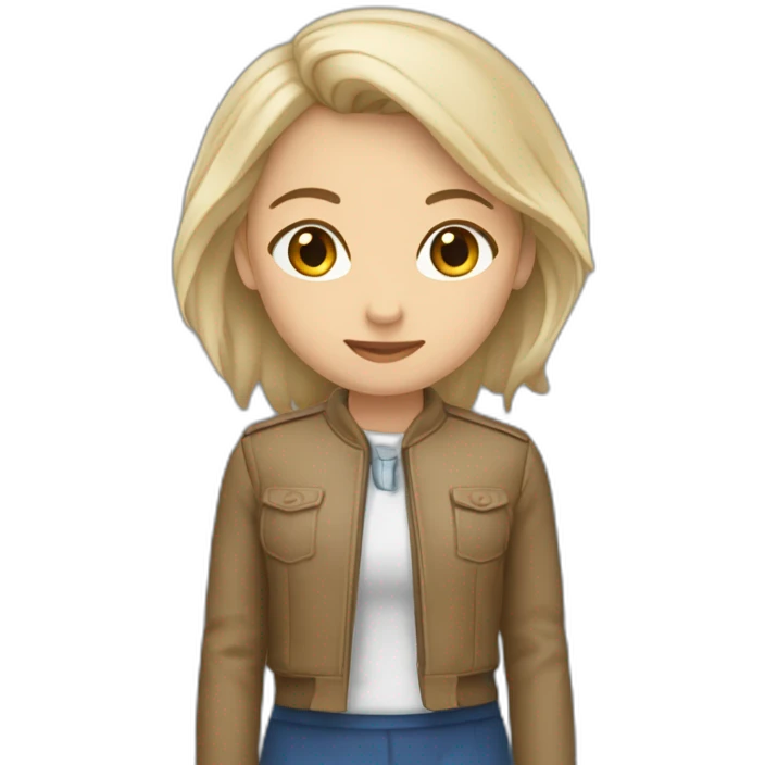Девушка с короткими волосами в бежевом пальто и синей сумкой идёт emoji