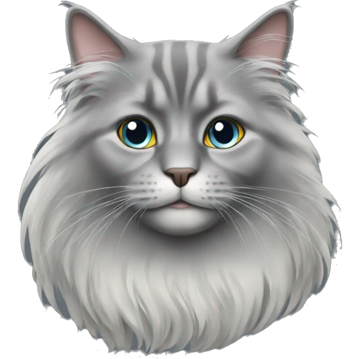 grey long haired cat emoji