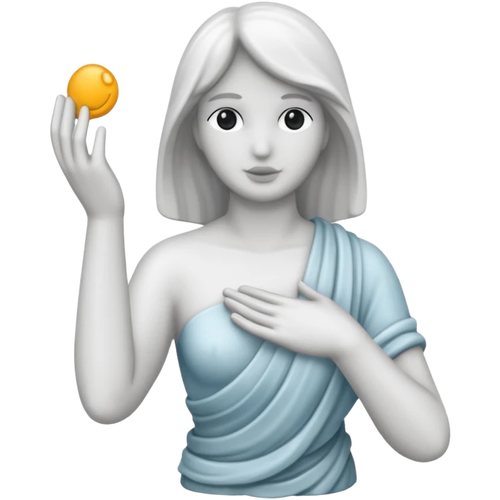 Une main d’humain qui sert une autre main mais celle ci est une main de statue  emoji