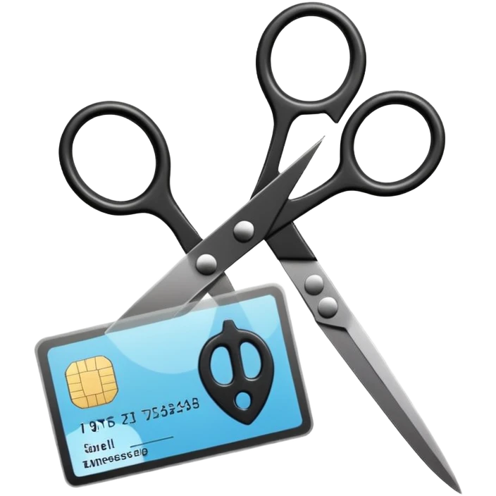Floating black Scissors cutting in half an idf soldier ID card with a little chip in 2 parts emoji