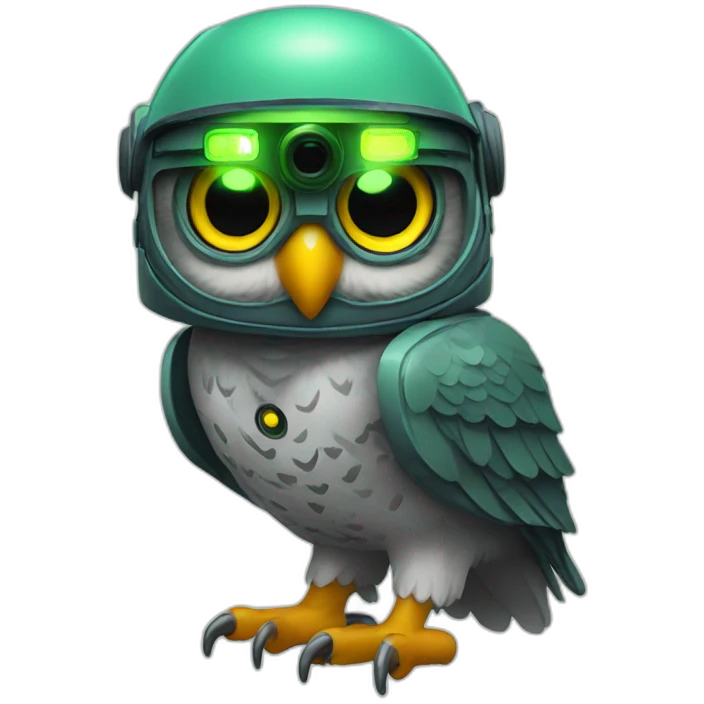 Owl with night vision device in helmet emoji