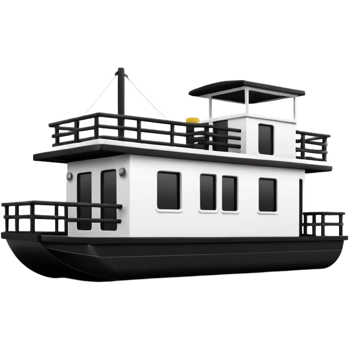 Simple black and white houseboat very basic emoji