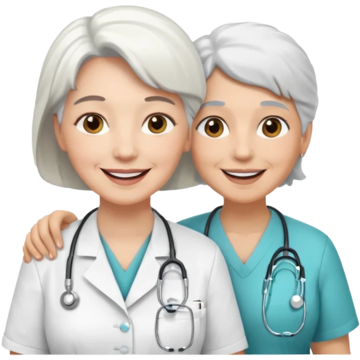 Quiero una imagen de cuidados paliativos una enfermera cuidando a una anciana emoji