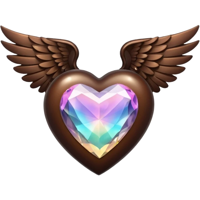 Crystal dark brown heart with wings emoji