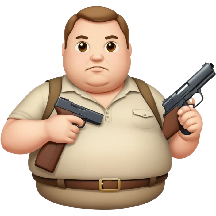 fat guy with gun emoji