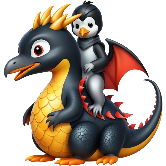 penguin riding a dragon emoji