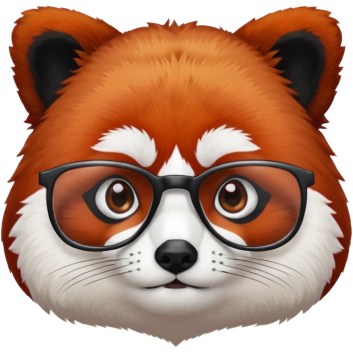 A red panda with serious eyes and a furrowed brow, and glasses. emoji