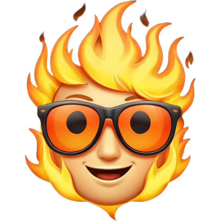 Make a fire emoji with sunglasses but without a face, just fire with glasses emoji