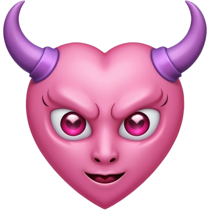 a plain pink heart with demon horns on it, no face emoji