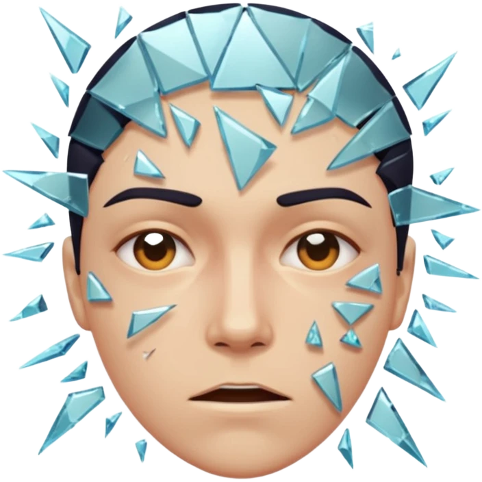 Face splitting into multiple expressions like shattered glass emoji