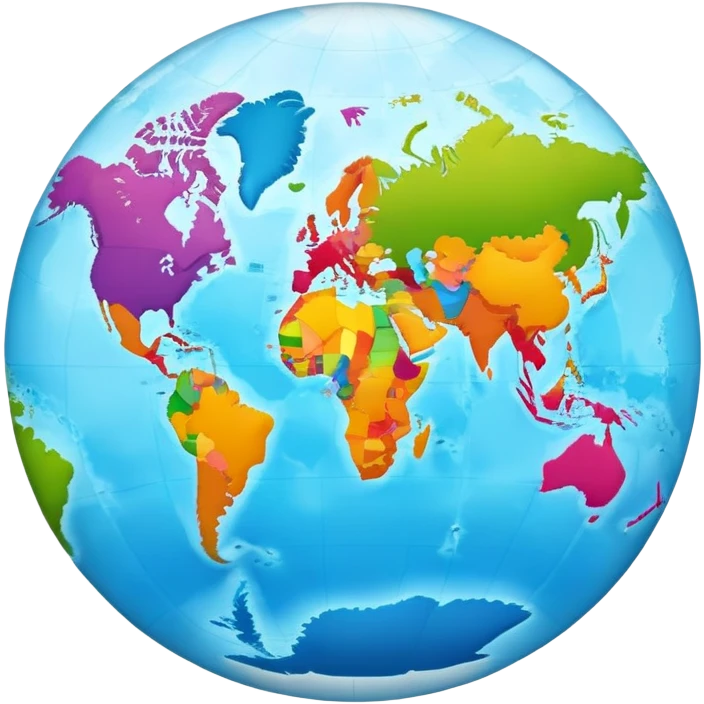 Colorful world map with continents emoji