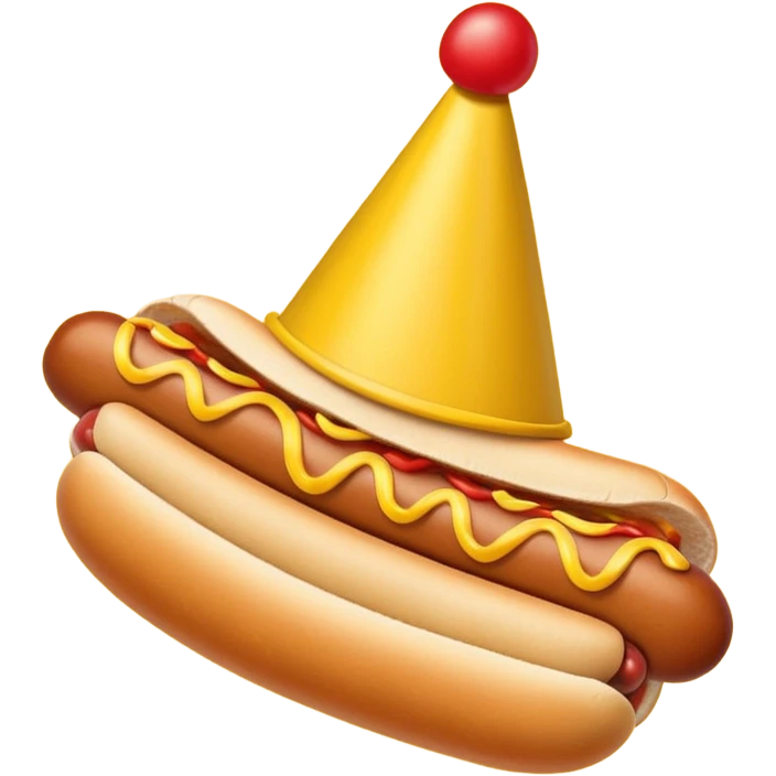 A hotdog wearing a party hat emoji