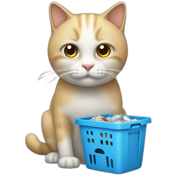 Un chat mort dans une poubelles emoji