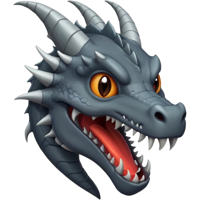 a minimalistic simple dark gray head of a dragon emoji
