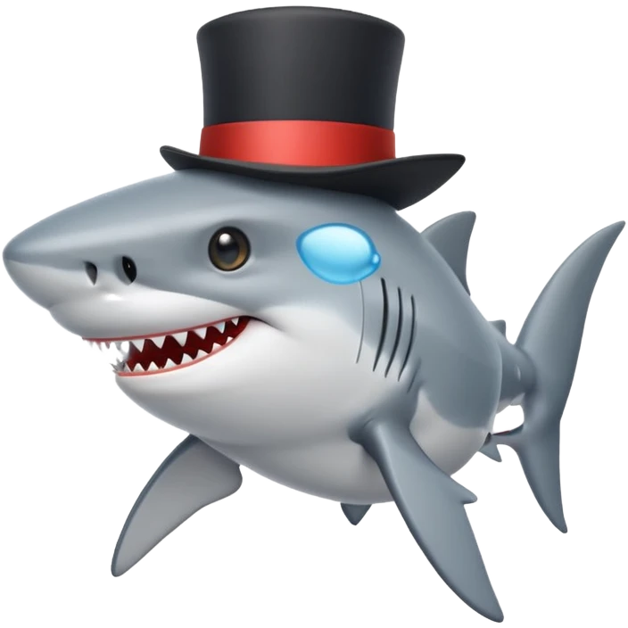 Shark with a top hat emoji
