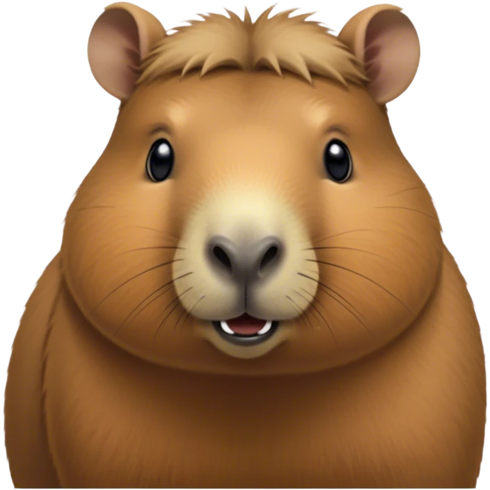Cinematic Cute Capybara Portrait Emoji, Head tilted playfully and inquisitively, with a delightfully fluffy, rounded form and a distinctively endearing capybara face marked by a short snout and petite ears, accented by luxuriously soft fur in warm earthy tones and bright, sparkling eyes full of charm; rendered with intricate, realistic detail and natural highlights, high shine, affectionate and lively, styled with a touch of whimsical cuteness, soft glowing outline, capturing the essence of a mischievous yet loving capybara that seems poised to tumble playfully into your arms! emoji
