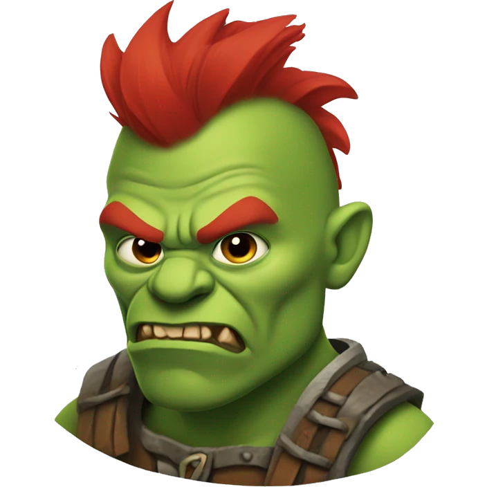 green orc with red beard and red mohican emoji
