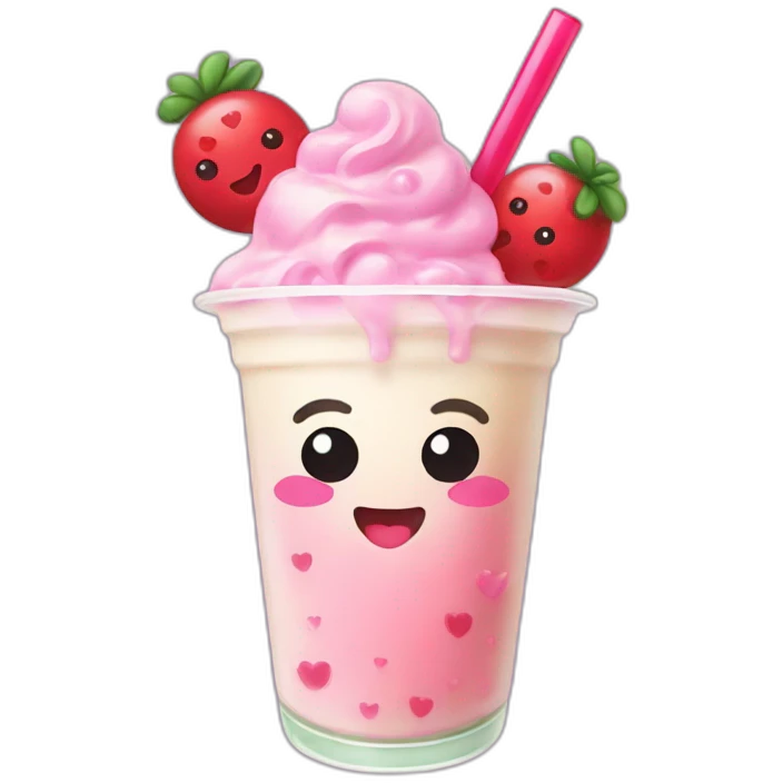 Boba tea with heart emoji