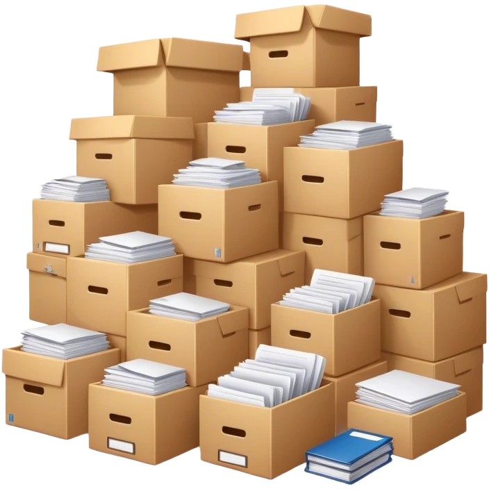a huge boxes bursting with a lot of documents and papers emoji