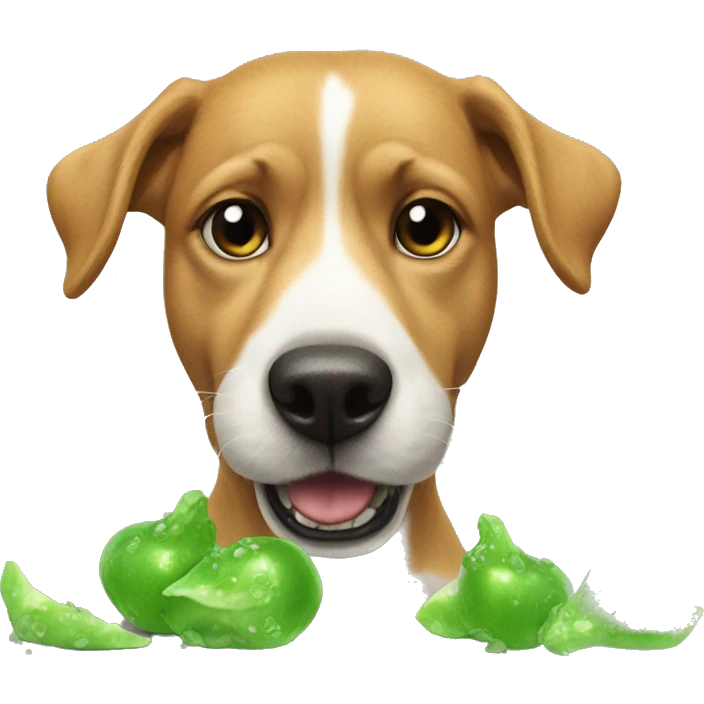 Dog eating dew dew emoji