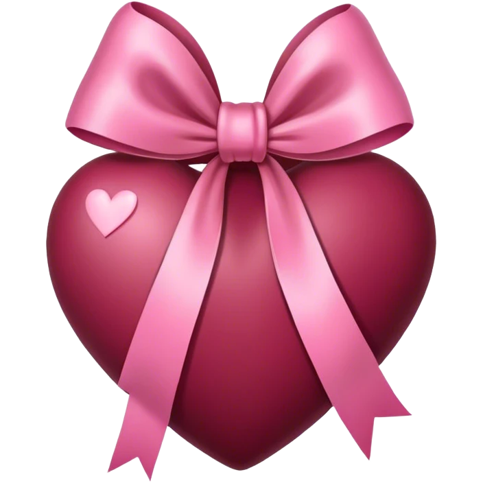 Burgundy heart with a pink bow in the middle emoji
