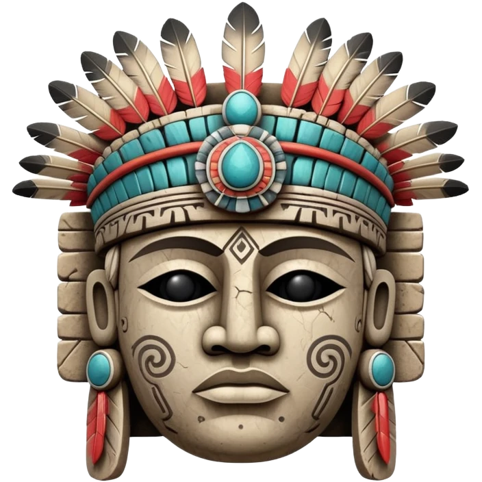 Toltec stone head carving with ceremonial headdress emoji