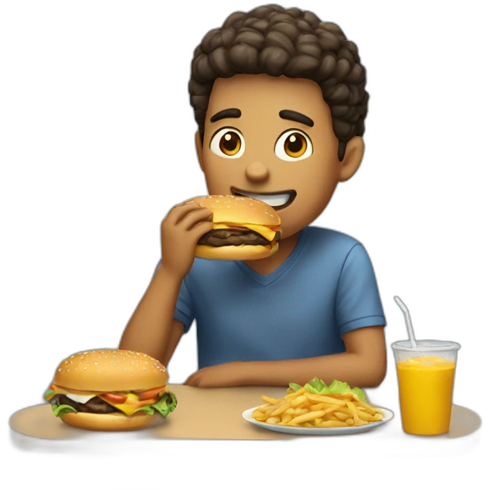 Benito eating a burger emoji