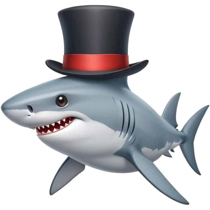 Shark with a top hat emoji