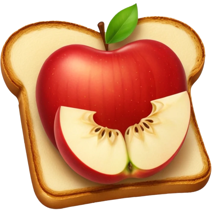 toast with apple slices on top, simple and bold emoji