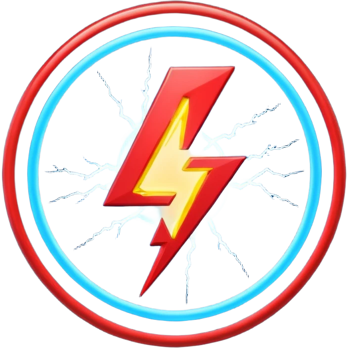 Red and blue lightening in a circle shape with effects emoji