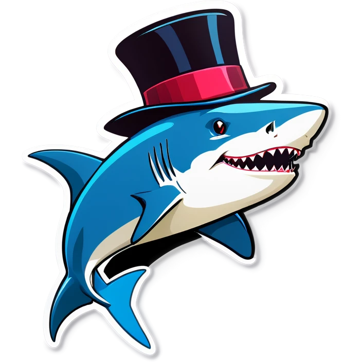 Shark with a top hat emoji