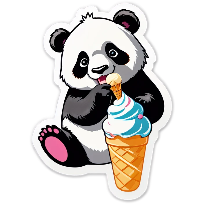Panda eating ice cream emoji