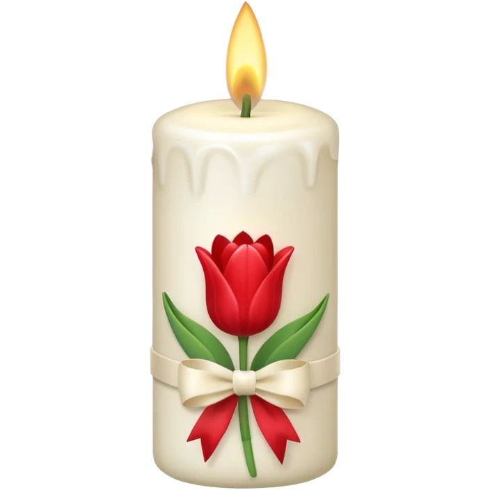 white candle with a tulip bow emoji