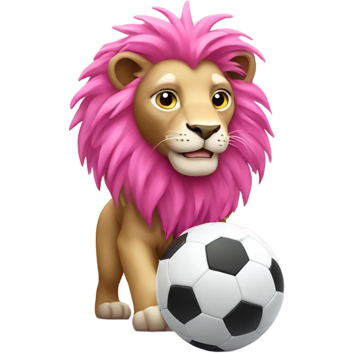 pink lion playing soccer emoji