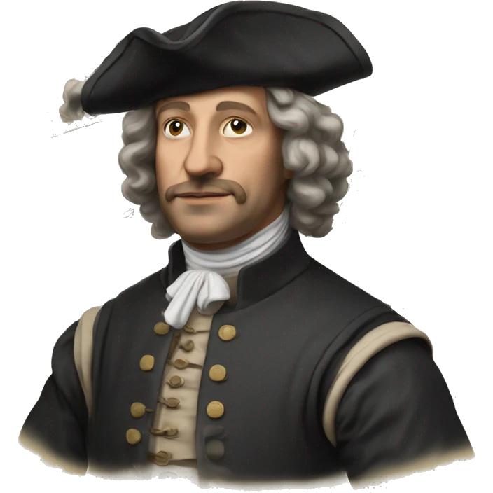 Photorealistic 17th century engineer with drawings emoji