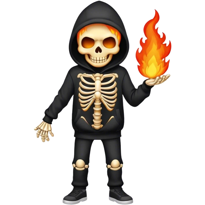 Fire skeleton wearing a hoodie emoji