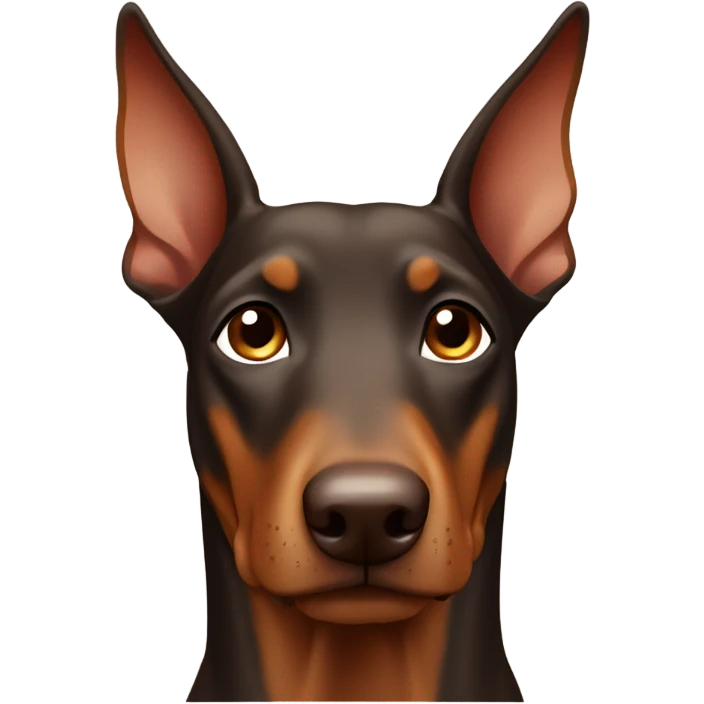 Different shades of brown no black Doberman without cropped ears looking forward and happy  emoji