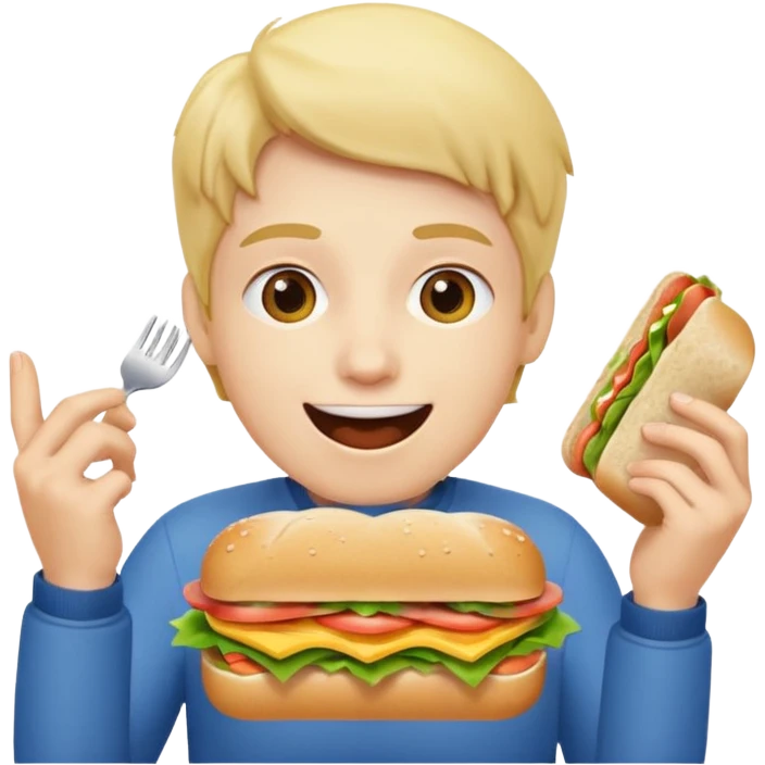 enthusiastic luncher  E///  emoji