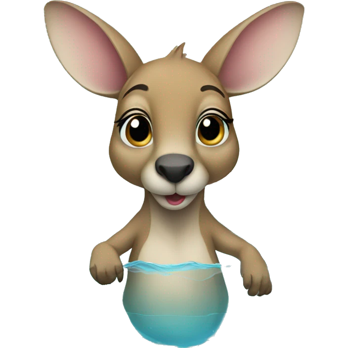 Baby kangaroo swimming in a pool emoji