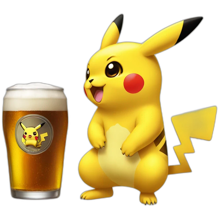 pikachu drink a beer emoji