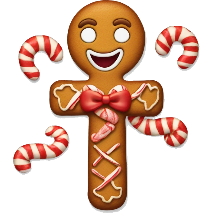 Ginger bread with a.  Candy cane emoji