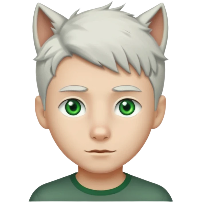 Boy with wolf cut white hair  emoji