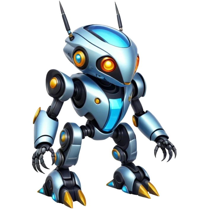 Shiny Epic Edgy Cool Colorful Vibrant Modern Futuristic Robot-Vernid-Protogen-creature-animal, full body  emoji