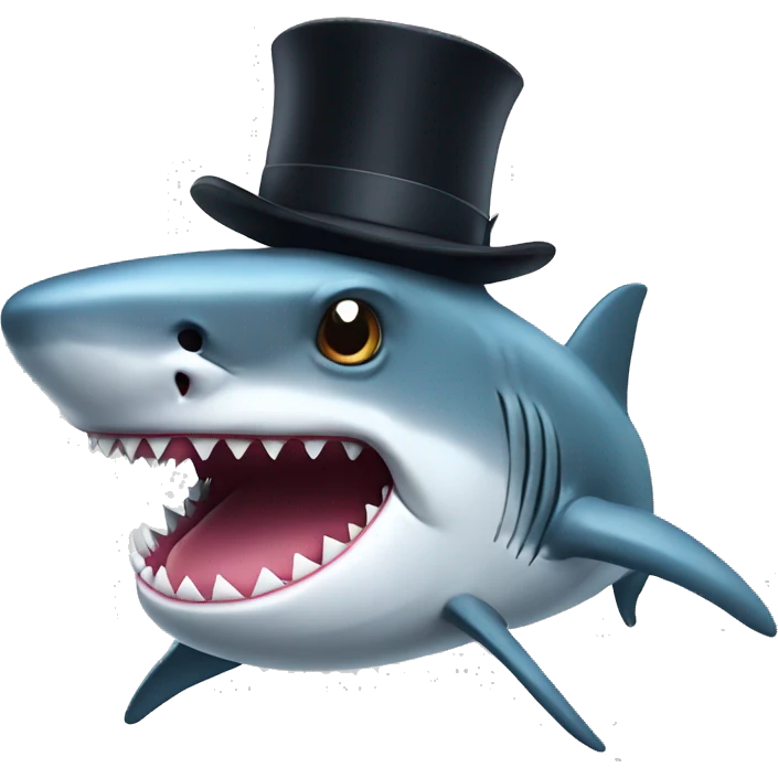 Shark with a top hat emoji