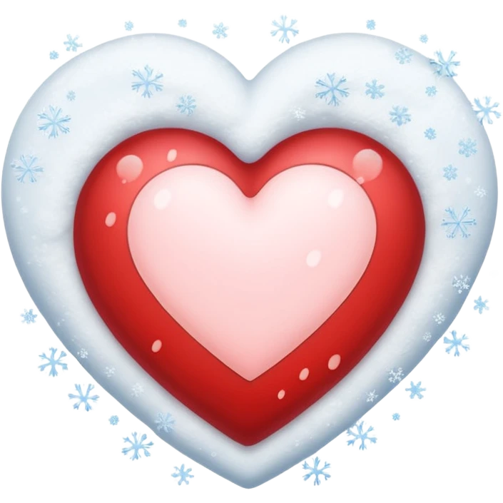 A snowing heart with snow falling around him  emoji