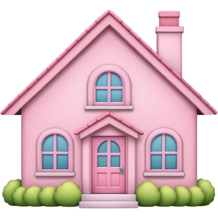 Pretty pink cartoon house a little more realistic like an emoji style  emoji