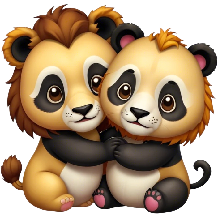 Panda and lion In love emoji