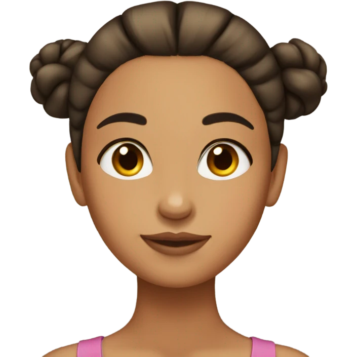 Tan girl with a low middle part bun- dark hair emoji