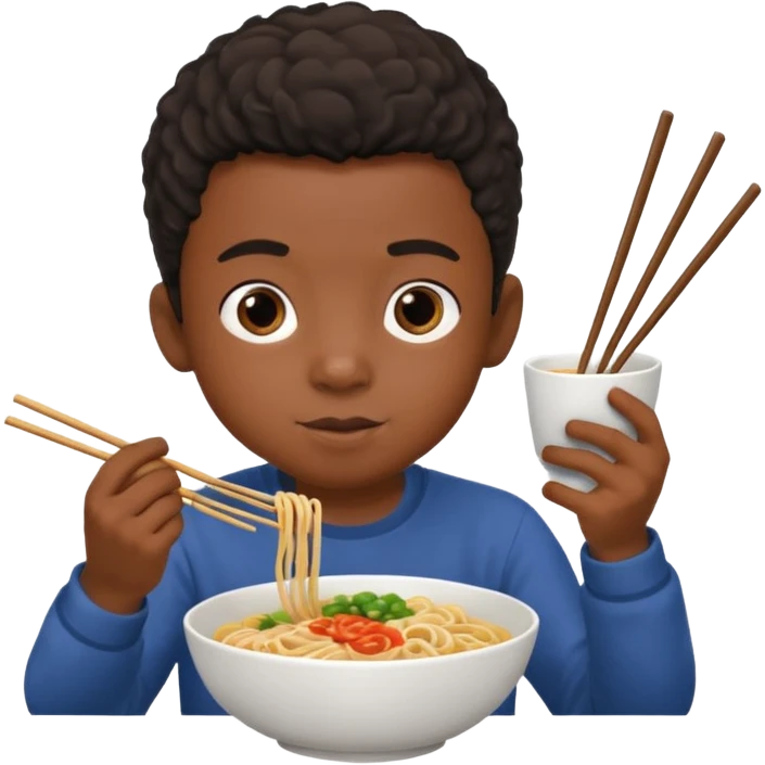 black  boy with noodles emoji