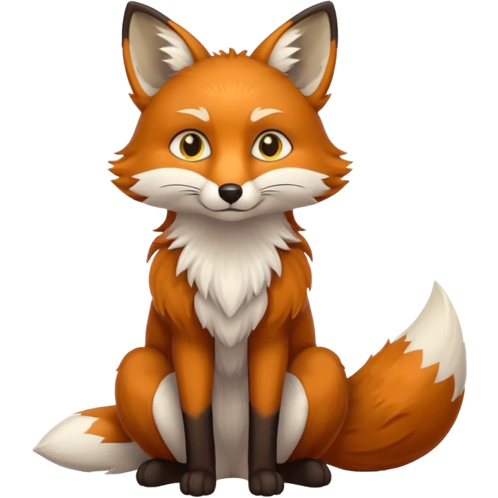a sitting brown fox with yellow eyes emoji emoji